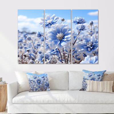 «Inviting Azure Flowers Field», ensemble de reproductions d'art mural