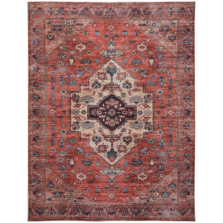 Lisle Machine Washable Persian Rust Multicolor Area Rug
