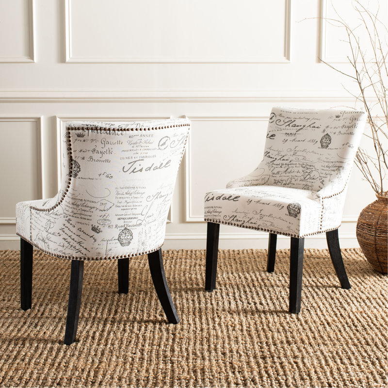 Bronte-May Tufted Upholstered Side Chair, Eggshell, Espresso
