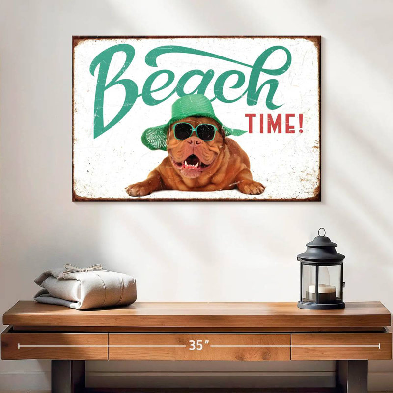 Chien prêt pour la plage, H 16 po x l 24 po