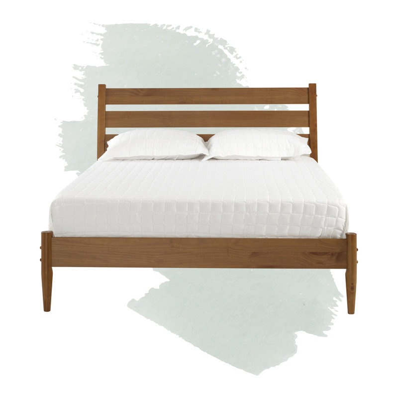 Ashlie Queen Size Solid Wood Bed, Castanho