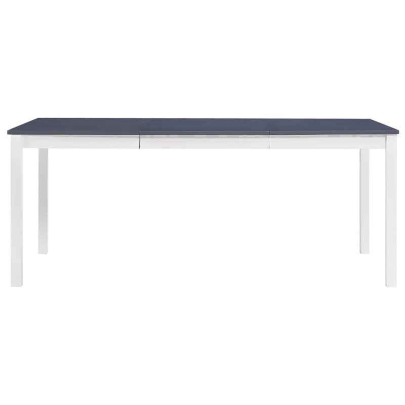 Abney Pine Solid Wood Dining Table, White, Gray