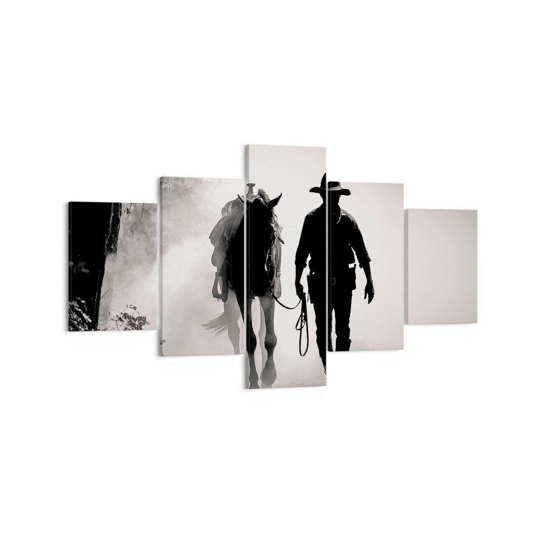 5-tlg. Leinwandbilder-Set Cowboy-Pferd Shady