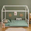 Structure de lit double en métal Montessori, lit en forme de maison avec garde-corps pour enfants et tout-petits, assemblage facile, sans lattes, blanc-1356049055-1356049048