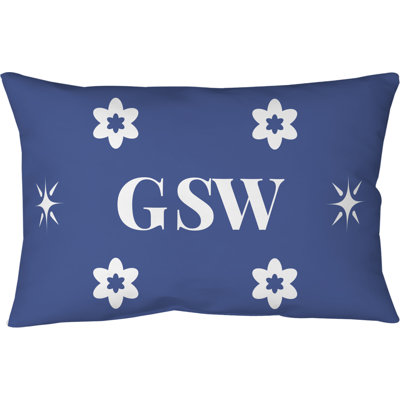 Coussin en polyester filé doré blanc bleu doré Golden State 25 po x 18 po
