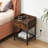 Bedside Table With Charging Station, Storage Shelf, 1 Drawer And Metal Frame