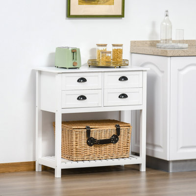 Armoire à café, buffet, armoire de cuisine avec 4 tiroirs et tablette inférieure à lattes pour la cuisine et le salon