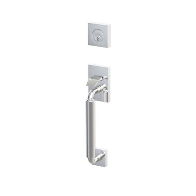 Ensemble d'entrée sectionnelle EMPowered 2 Touch Emtek SELECT, cylindre simple tubulaire, tige extérieure en R, poignée lisse, levier intérieur Hermes, gauche, chrome poli