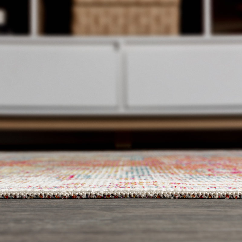 Steverson Vintage Medallion Coral/Blue/Multi Rug, Rectangle 5'3" x 7'7"