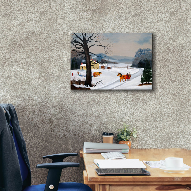  'The Red Sleigh' by C Munro Canvas Wall Art, 26" x 18", 18" H x 26" W