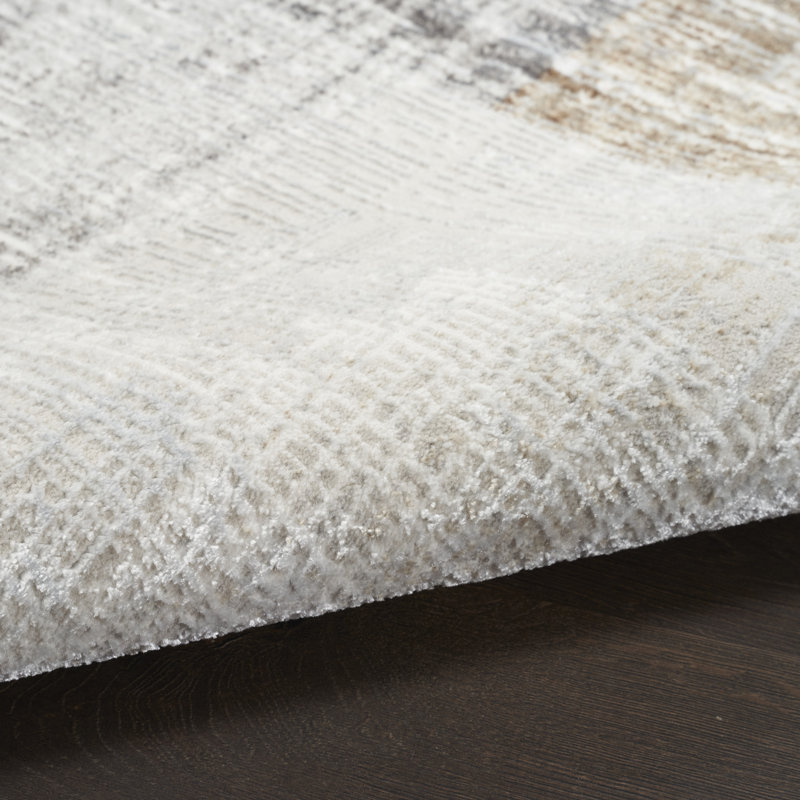 Gray Abstract Synthetic 5'3" x 7'3" Area Rug
