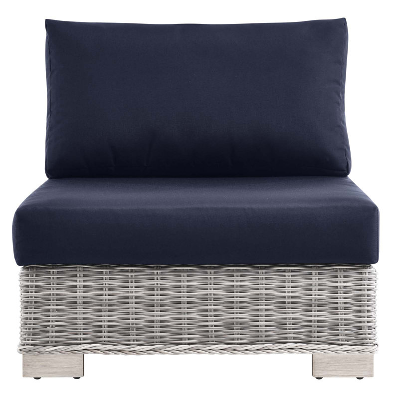 Chaise sans accoudoirs en rotin pour l'extérieur Conway, Marine