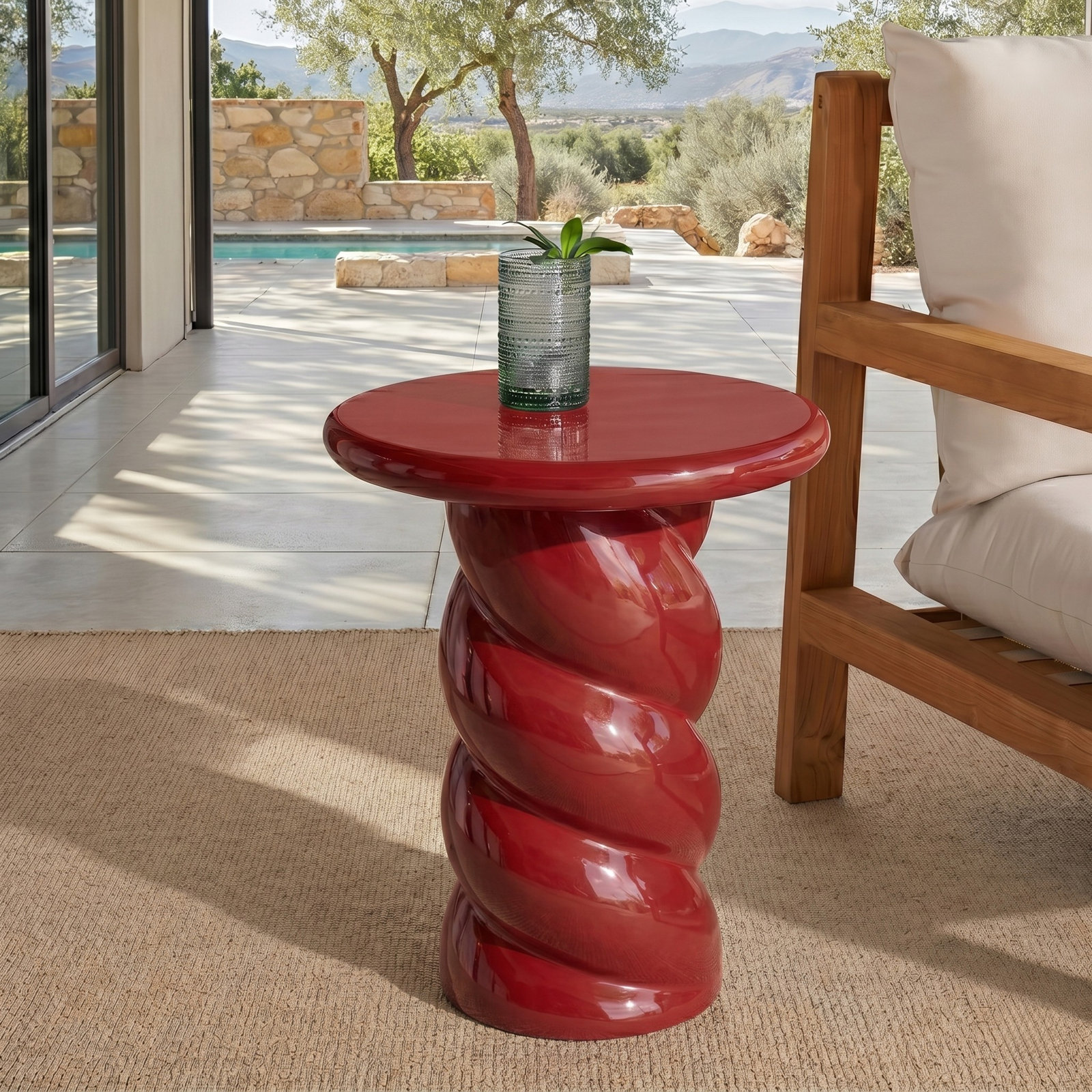14" End Table, Red