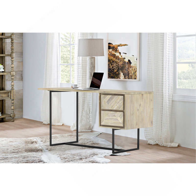 Bureau 2 tiroirs en bois d'acacia naturel
