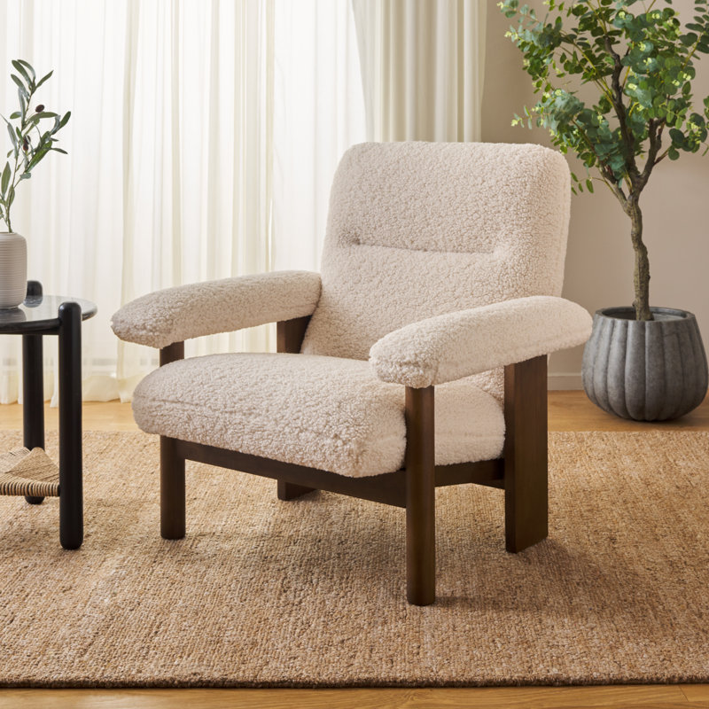 Natheniel Upholstered Armchair, Cream, Brown