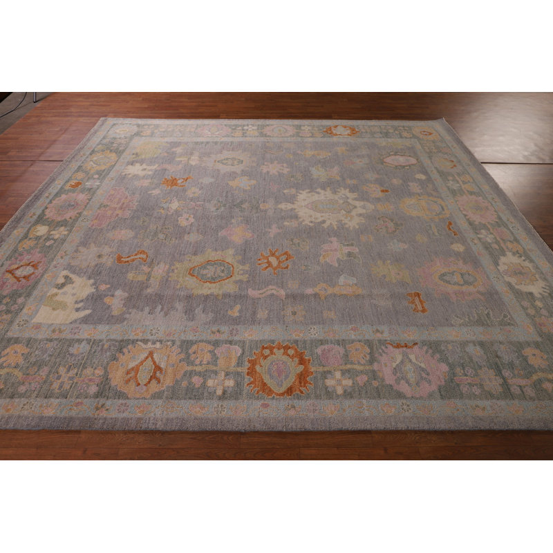 Tapis floral teint à la main Oushak 8 x 10