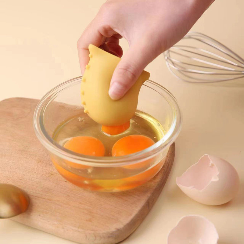 Séparateur de jaune d'œuf en silicone jaune, outil d'isolation liquide pour ustensiles de cuisine