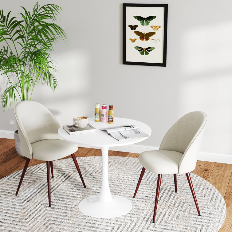 Ceballo Table Mid-century Dining Table for 4-6 people With Round Mdf Table Top, Pedestal Dining Table, End Table Leisure Coffee Table