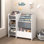 Bibliothèque pour enfants et rangement pour jouets, bibliothèque pour enfants à 4 niveaux avec 3 tiroirs en tissu pliables, présentoir à livres pour enfants dans la salle de jeux pour enfants, enfants et tout-petits