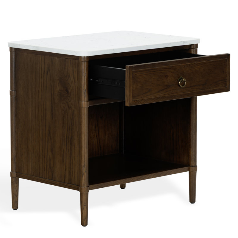 Table de chevet 1 tiroir Alianna, Walnut / White