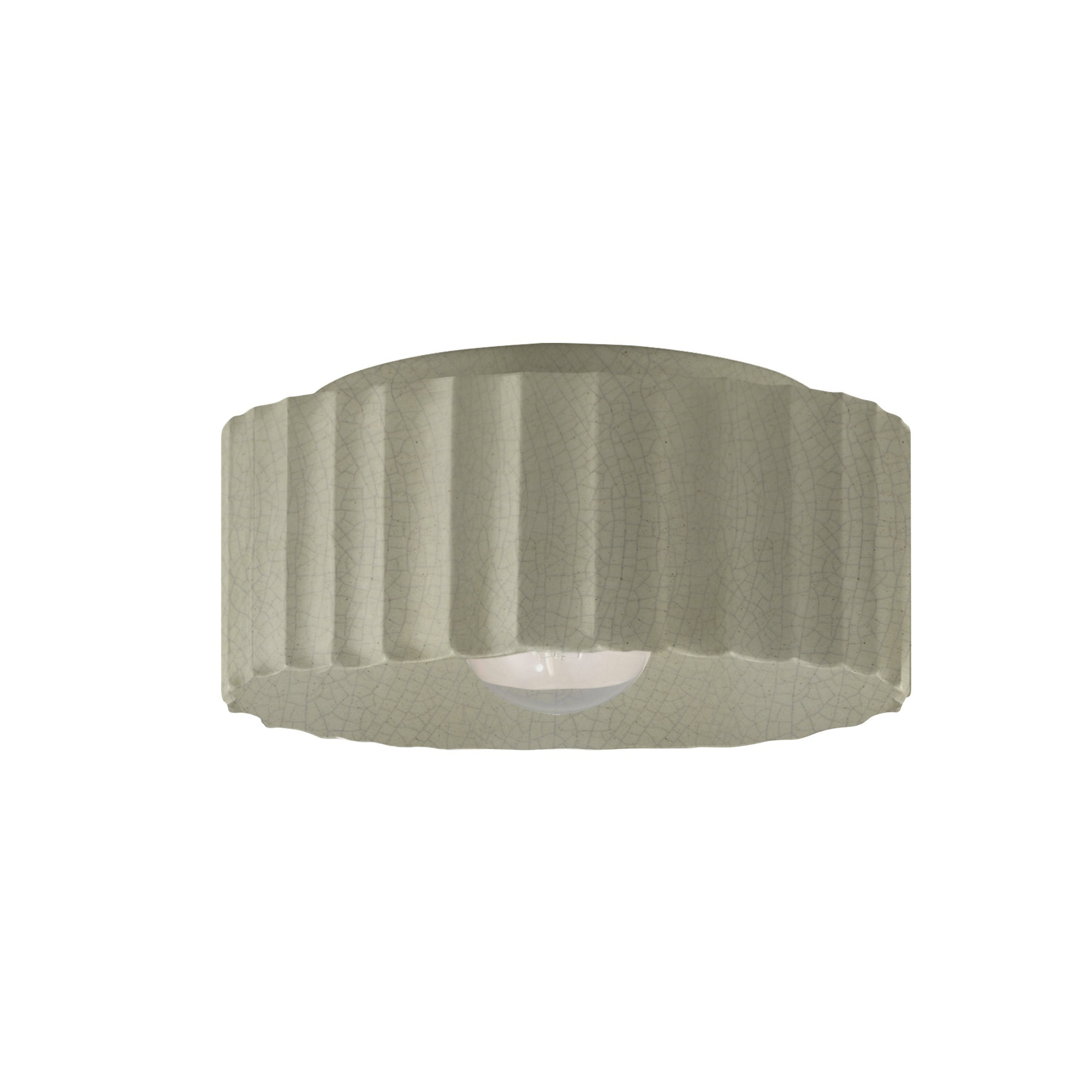 Colgate Ceramic Round / Oval Outdoor Flush Mount, Celadon Green Crackle, 6.5" H x 13" W x 13" D