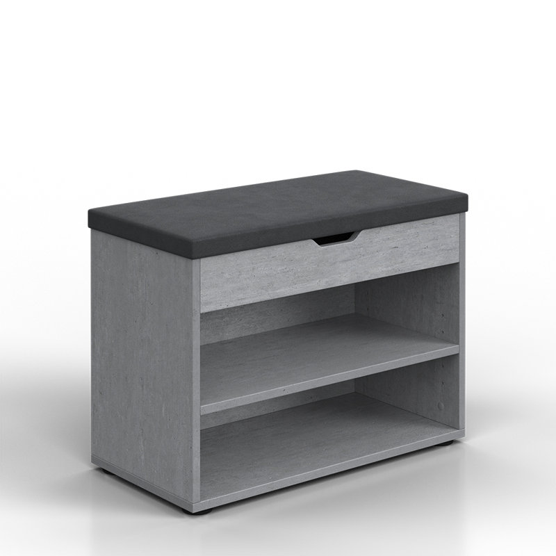 Viroqua Upholstered Storage Bench, Concrete, Anthracite