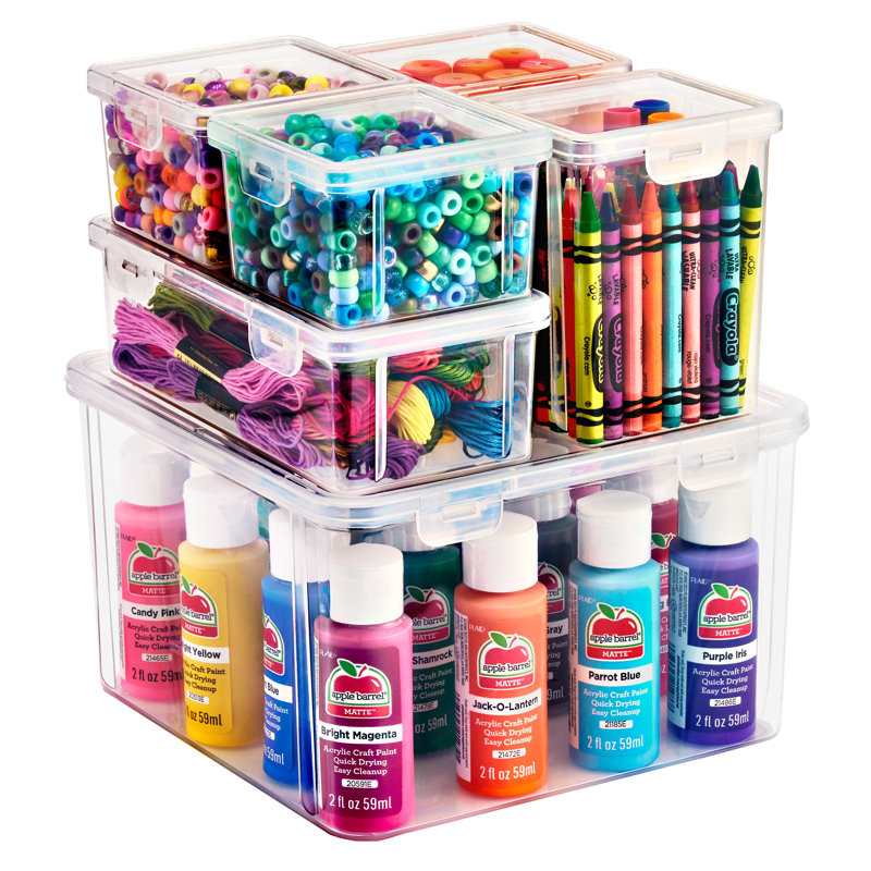  Ensemble de rangement Sorbus avec couvercles sécurisés - bacs en plastique empilables transparents - paquet de 6