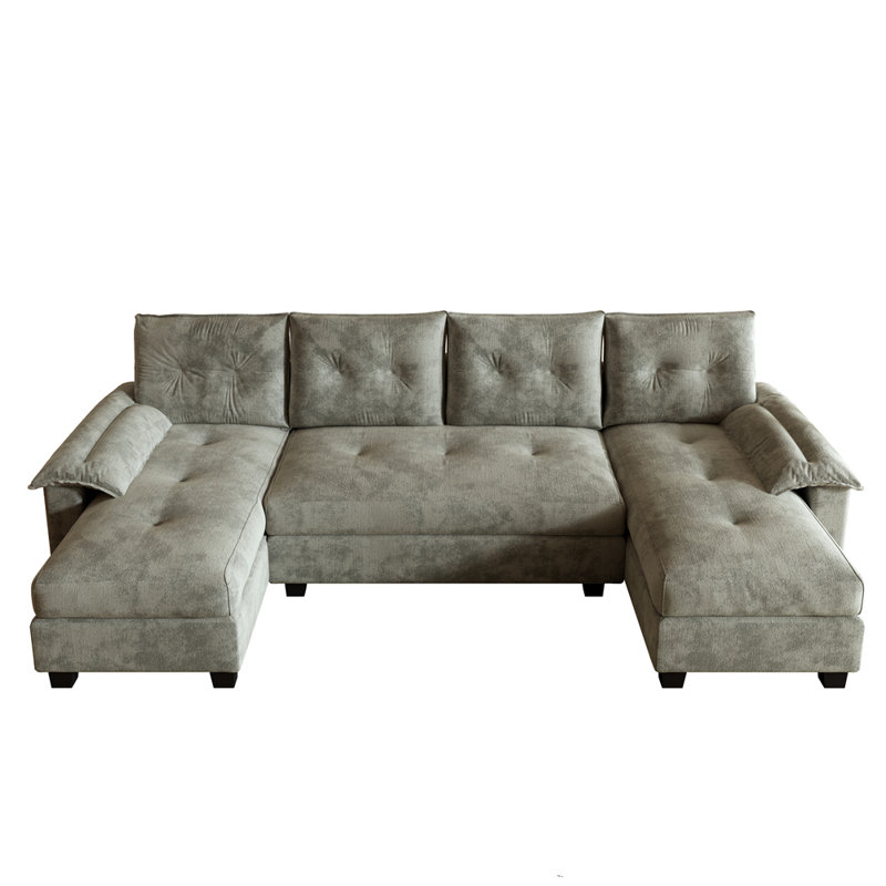 Canapé-lit en forme de U de 104,7 po avec lit escamotable, canapé-lit convertible 2 en 1 avec accoudoirs amovibles et ports USB, canapé modulaire surdimensionné avec méridienne pour le salon / appartement