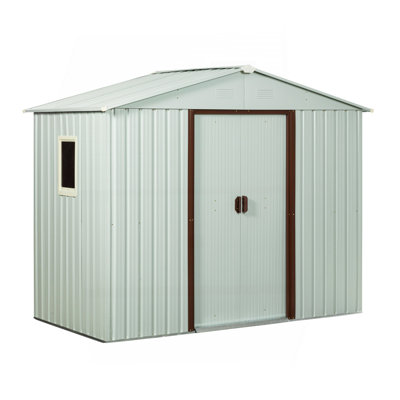 8Ft X 10Ft Outdoor Metal Storage Shed With Metal Foundation