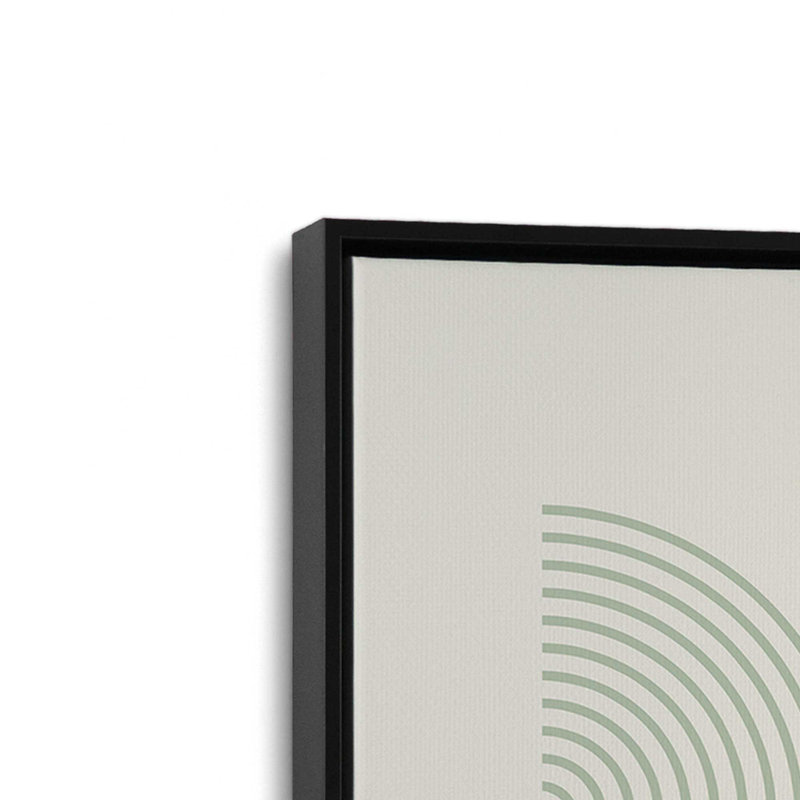 Affiche de composition Bauhaus, Beige/vert, Cadre flottant noir satiné, H 18,75 po x l 12,75 po