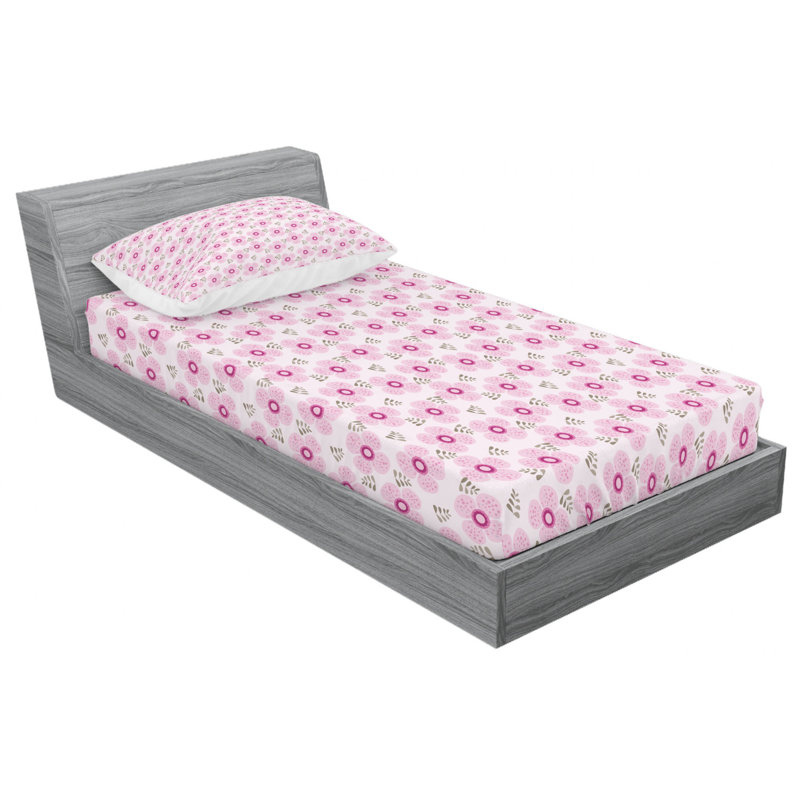 Microfiber Floral Sheet Set, Twin Sheet Set, Pink/White Floral