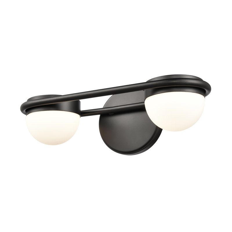 Éclairage pour salle de bain 2 lumières Cinderford - 14 po - Noir mat, Deux lumières, H 5 po x l 14 po x P 6 po, 10 W