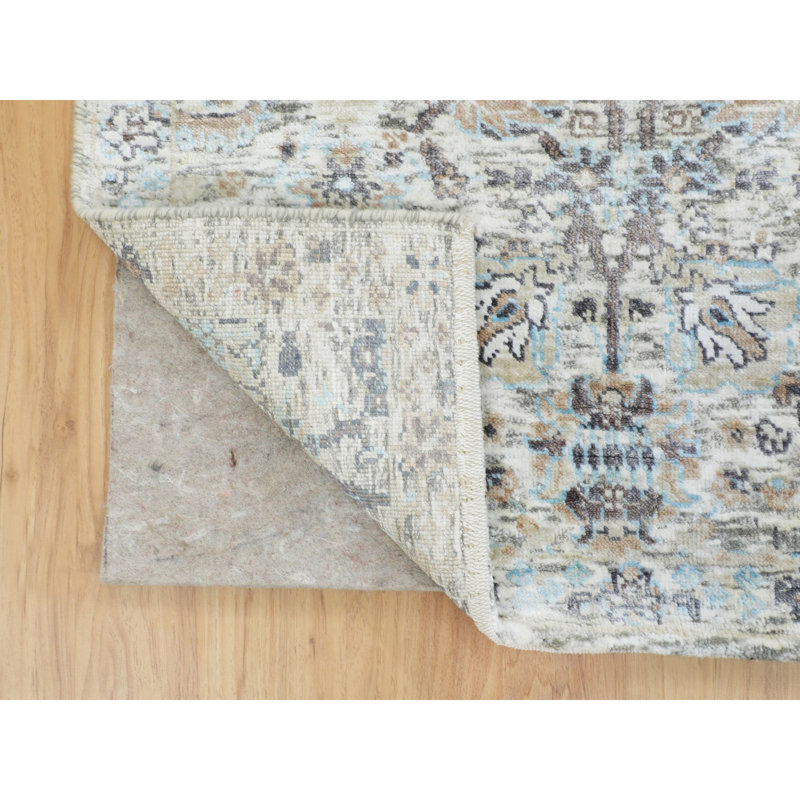 Tapis de couloir de conception unique noué à la main Ivoire 2 pi 5 po x 12 pi Tapis décoratif