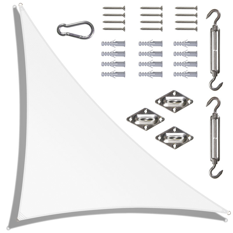 Toile d'ombrage triangulaire Colourtree avec trousse de quincaillerie d'installation, Blanc, 10 pi x 10 pi x 10 pi