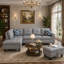 Faux Leather Sectional Sofa With Ottoman-131255605