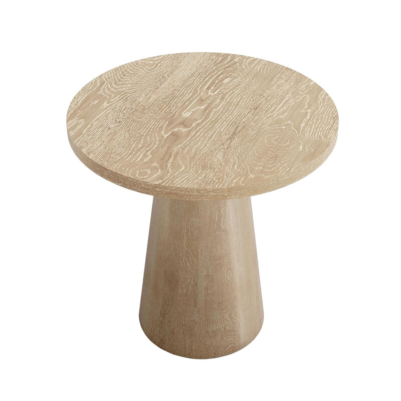Table de bout ronde avec base piédestal, Chêne
