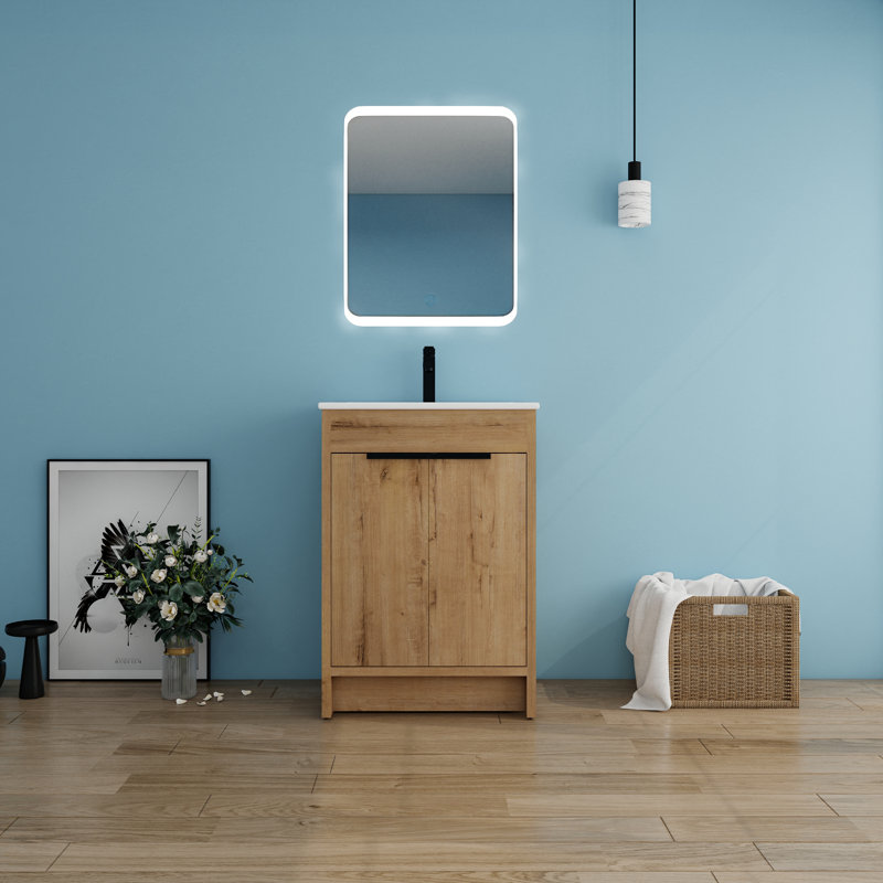 Ensemble de meuble-lavabo simple 24 po avec plateau en céramique Diandrea, 24'', Blanc