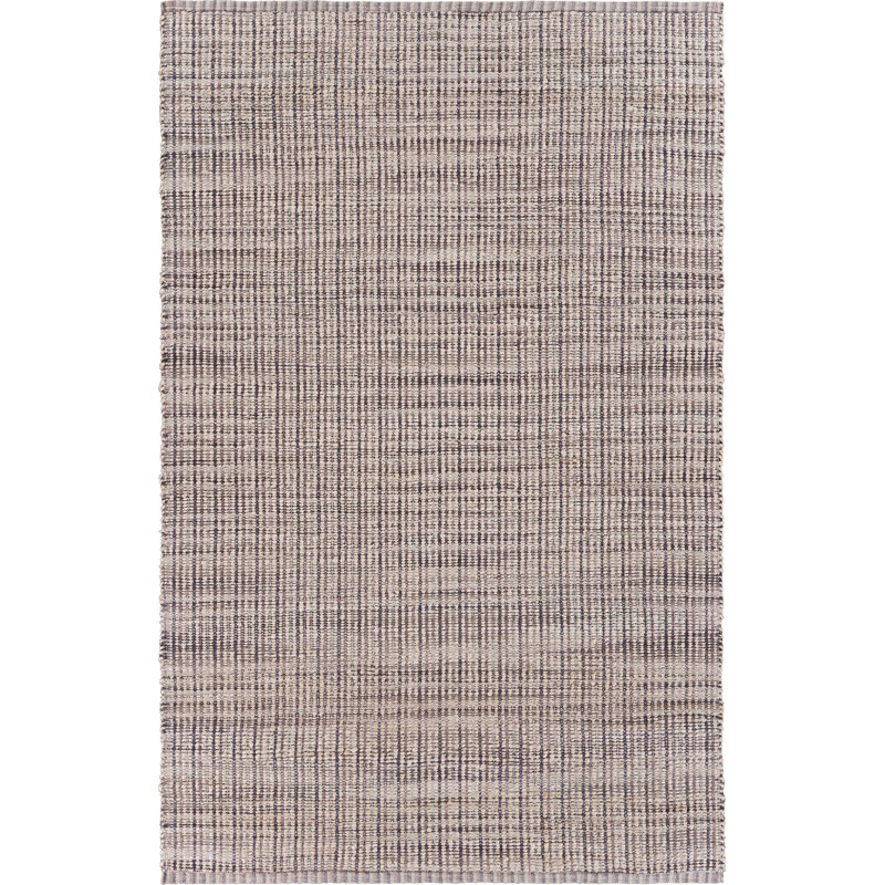 Coomes Striped Hand Braided Jute/Cotton Gray Area Rug, Rectangle 9' x 12'