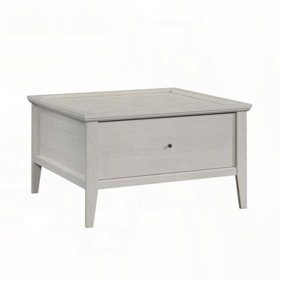 Coffee Table with Spacious Drawer and Edge-Captured Tray Top – Light Gray Finish