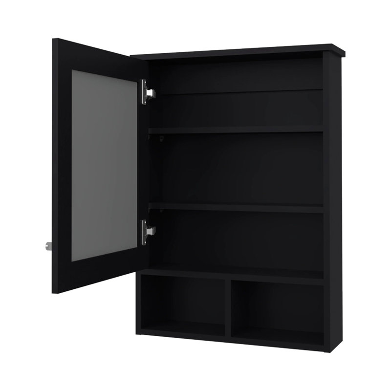 Pharmacie avec porte et miroir inclus, Noir, noir, noir, noir
