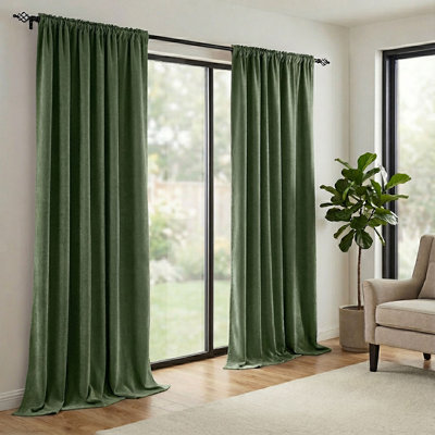 Ensemble de 2 rideaux en chenille double face pour salon avec habillage de fenêtre moderne pour rideaux occultants (ensemble de 2)