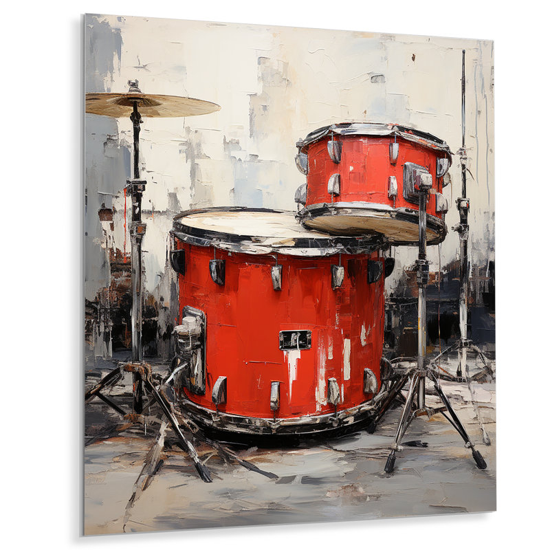 Red Drum Beat Portrait - musique, art mural en métal, H 32 po x l 24 po x P 1 po