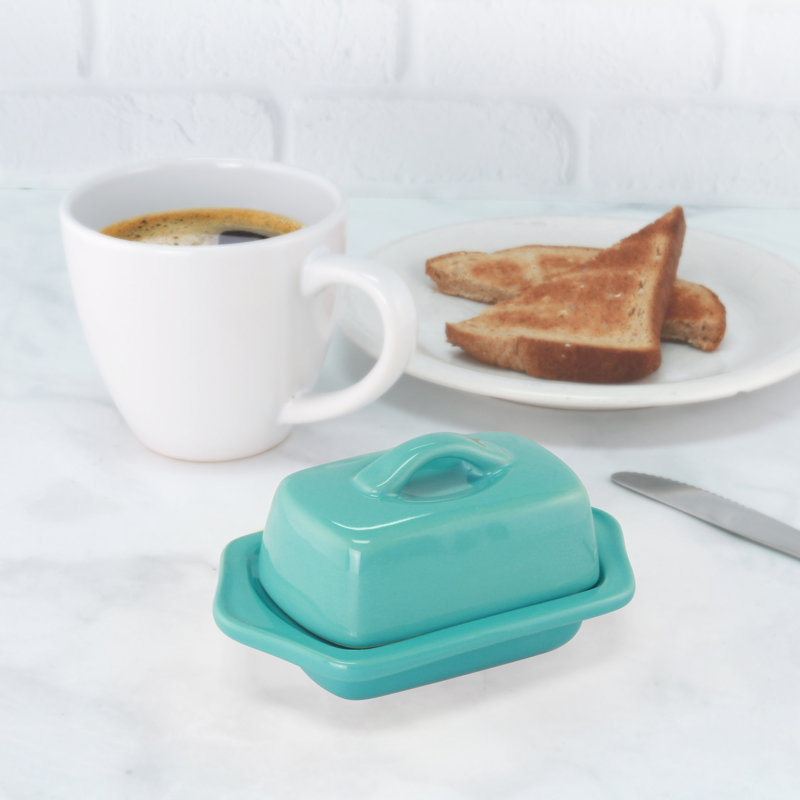 Winston Porter Biarni Butter Dish, Aqua
