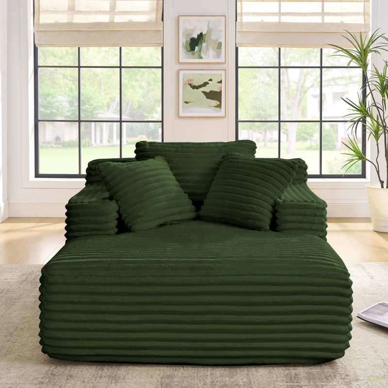 Méridienne rembourrée en velours côtelé rembourré avec assise profonde Living Room, Vert