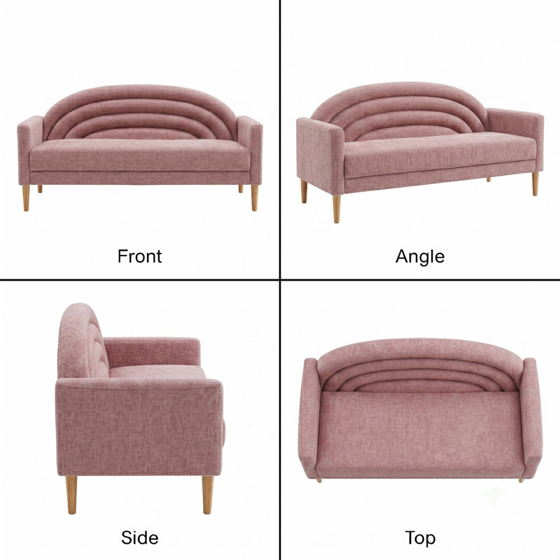 Michala Upholstered Loveseat, 31.5" H x 64.17" W x 30.7" D, Pink Polyester
