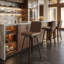 Werth 35,5 po H Tabouret de bar pivotant en bois brun foncé à hauteur de comptoir avec siège en similicuir-125262721-125262724