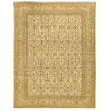 Hand Knotted Wool Area Rug in Ivory And Gold