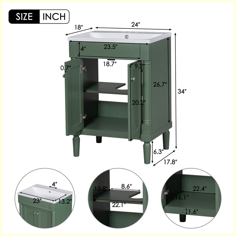 Meuble-lavabo moderne avec lavabo supérieur, Vert