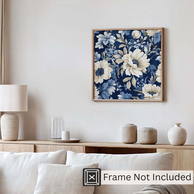 «Floral Blue Flower Dreams II Cottage», reproduction d'art non encadrée