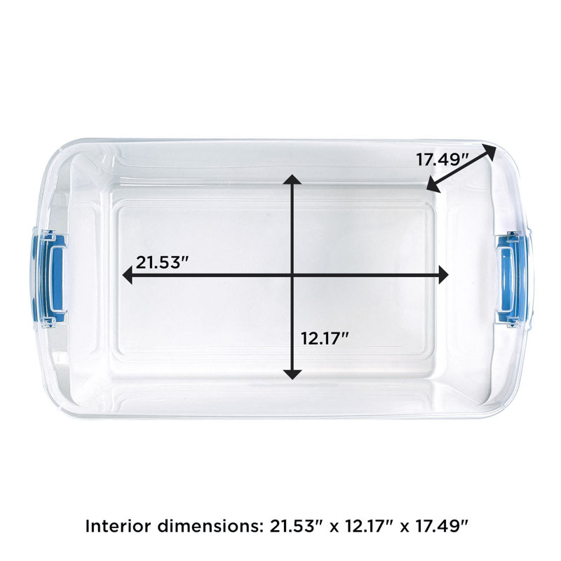Homz Storage Organizing Container Bin with Latching Lids, 112 quart, 2, Blue/Clear